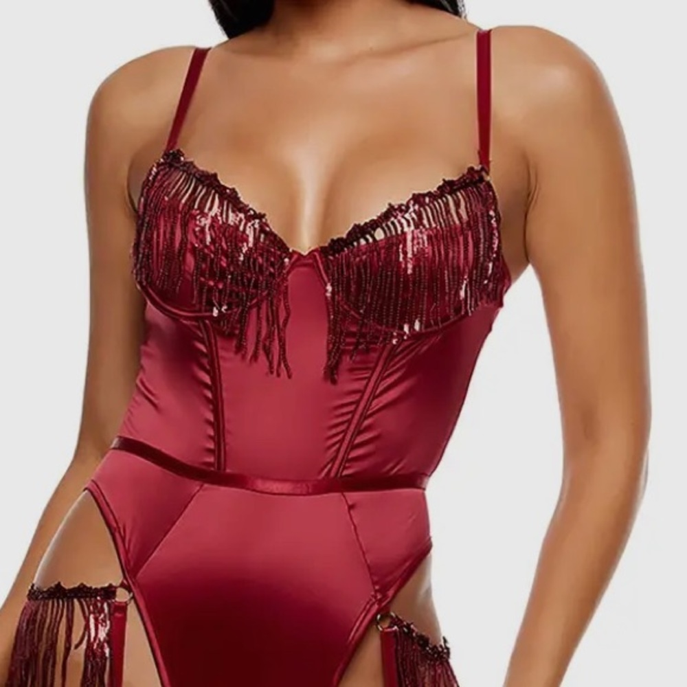 NWT Moulin Rouge Elegant Lingerie Set | Burgundy | Size L - Picture 5 of 8